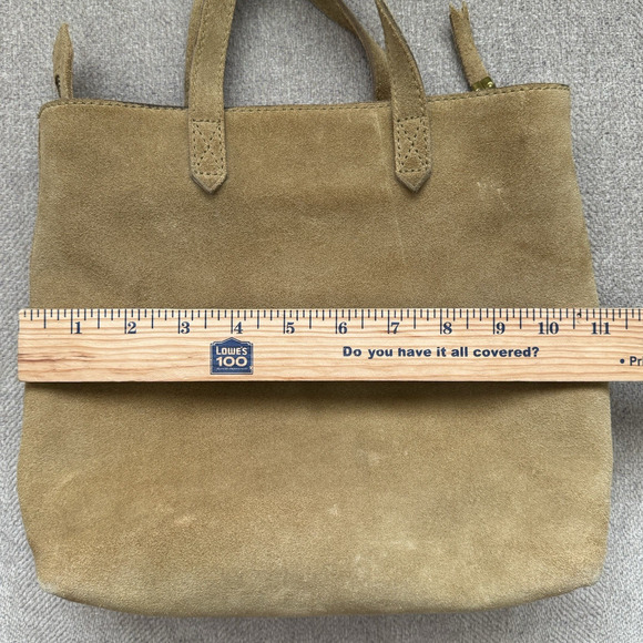 Madewell The Zip Top Transport Suede Tote Bag Tan Everyday Sustainable Leather - Picture 8 of 10
